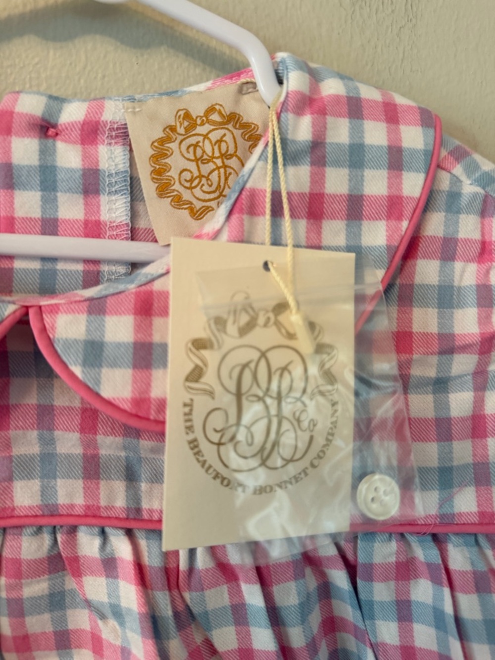 The Beaufort Bonnet Company Pink & Blue Gingham Peter Pan Collar Dress - Picture 3 of 3